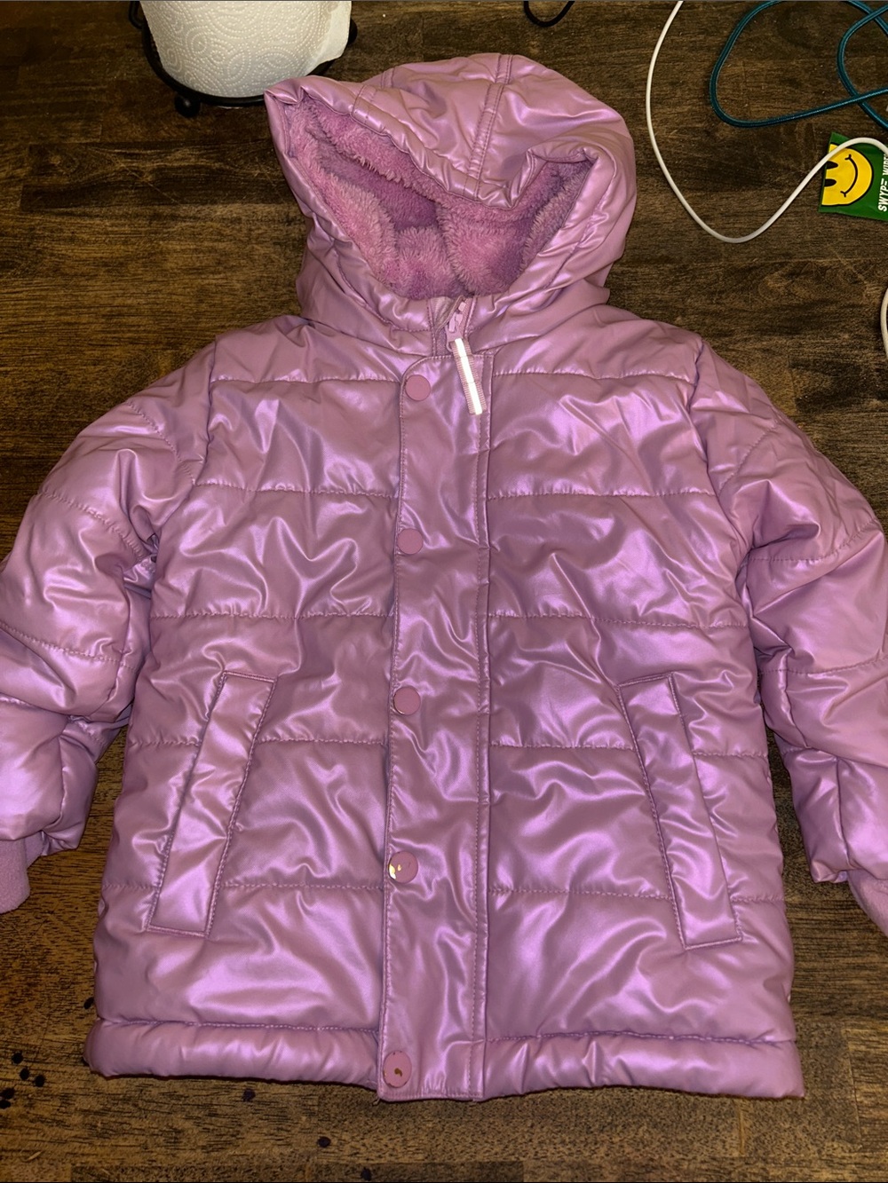 Cat & Jack Lilac Hooded Puffer Coat